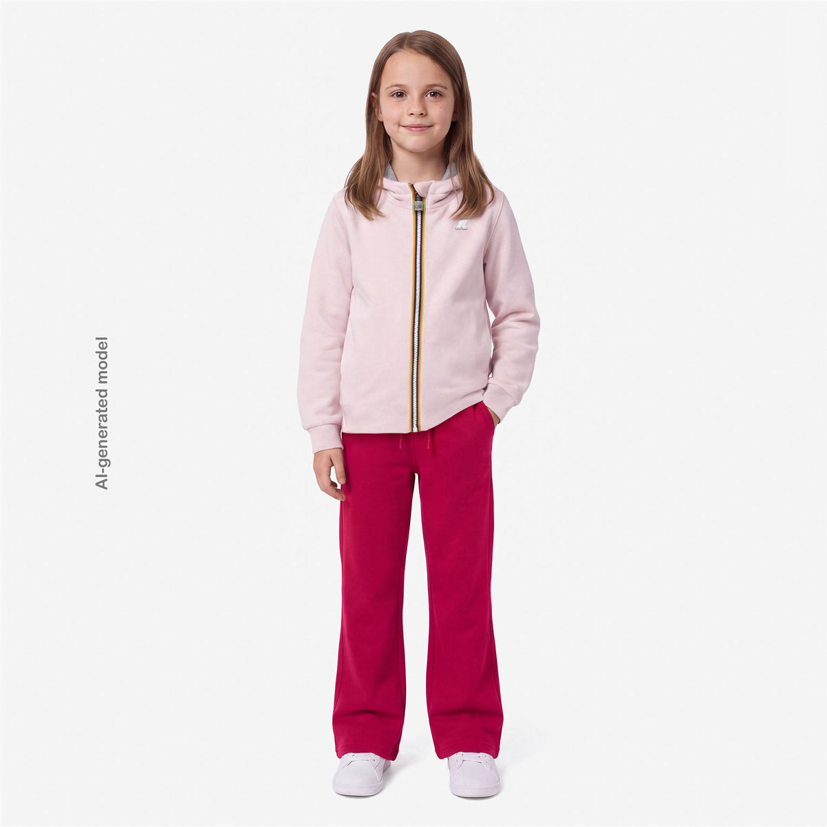 Fleece_GIRL_P. DEVA LIGHT SPACER FUR DOUBLE_Hoodie Full Zip_Pink Sallow - Fur - Grey Mist - Commercial 7