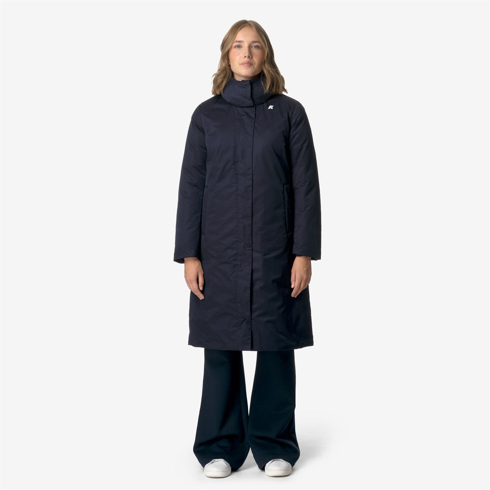 Blue Women's Long Cold Weather Jacket with Goose Down Padding 02