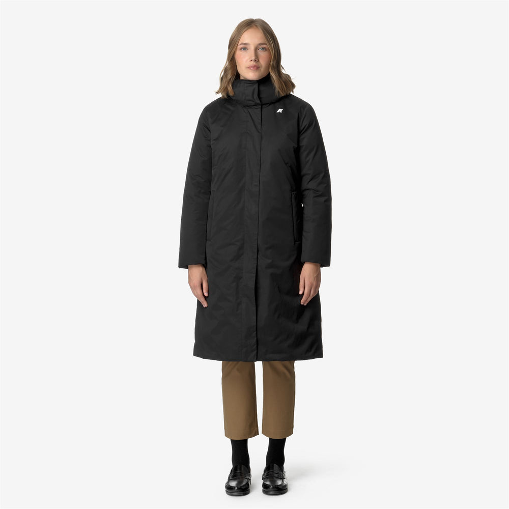 Black Grey Women's Long Cold Weather Jacket with Down Padding 02