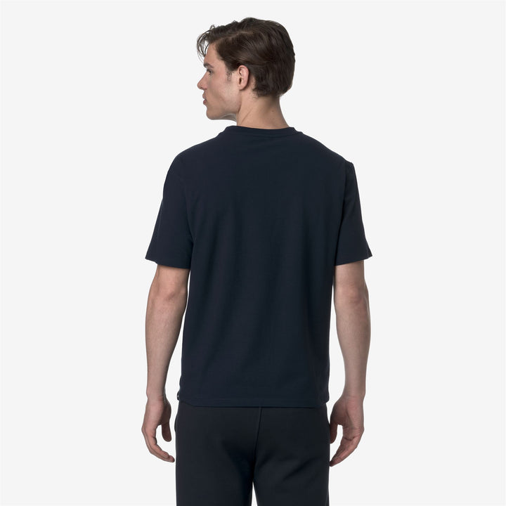 Blue Men's Stretch Cotton T-Shirt with Ribbed Neck 3