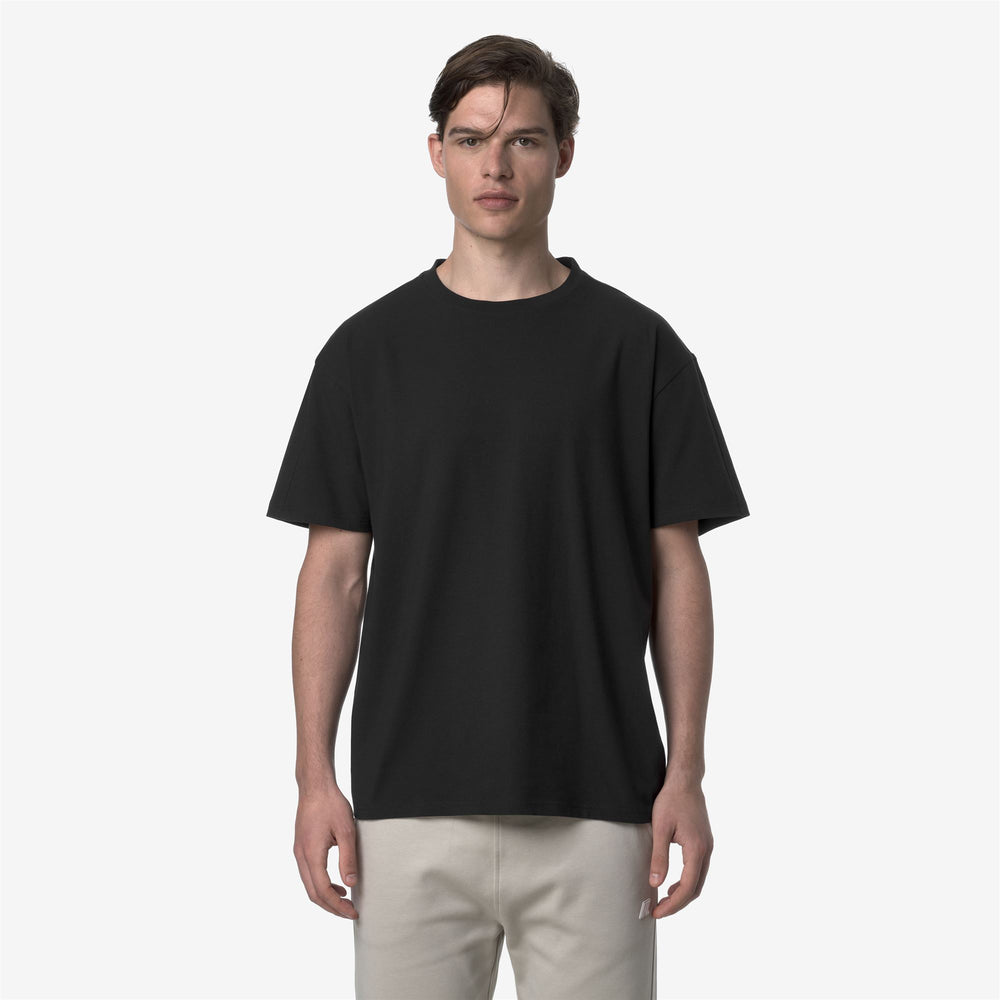 Black Men's Stretch Cotton Minimalist T-Shirt 02