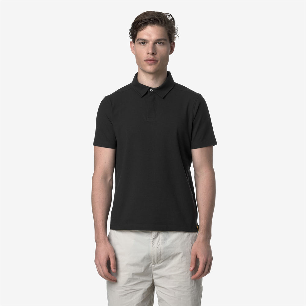 Polo negro de algodón elástico y corte entallado para hombre 02