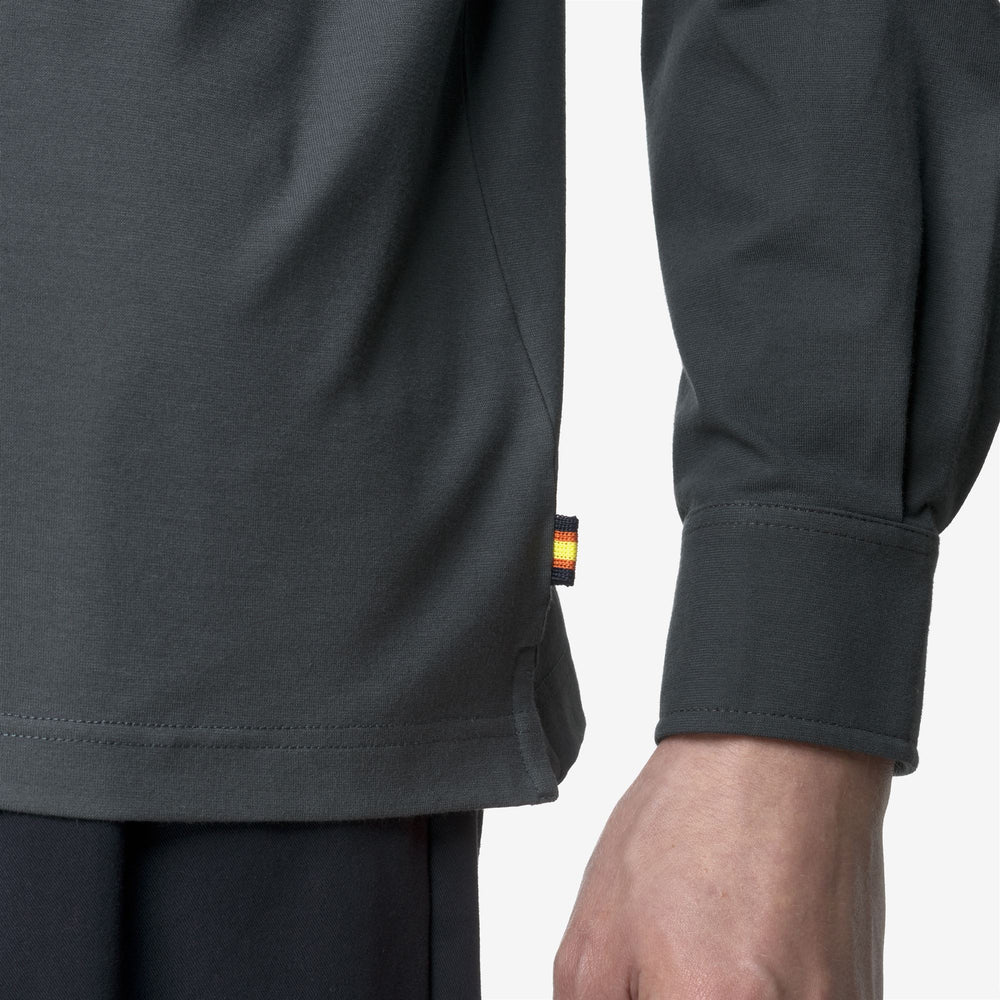 Grey Men's Long Sleeve Polo Shirt in Stretch Cotton 02