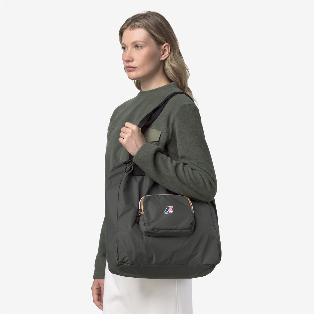 Borsa per la spesa unisex impermeabile e ripiegabile, verde nerastra main