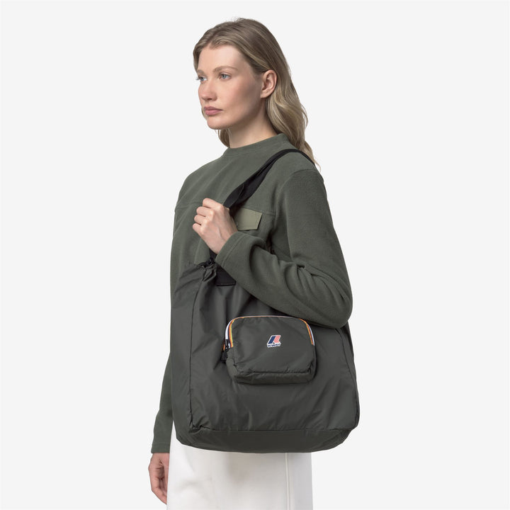 Borsa per la spesa unisex impermeabile e ripiegabile, verde nerastra 5