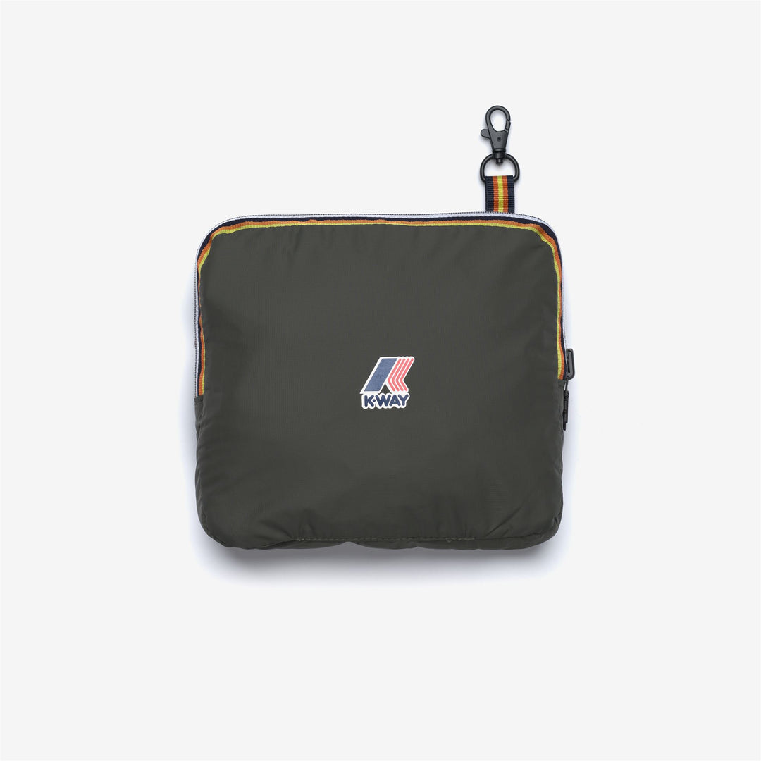 Borsa tote unisex verde impermeabile con chiusura regolabile e tasche main