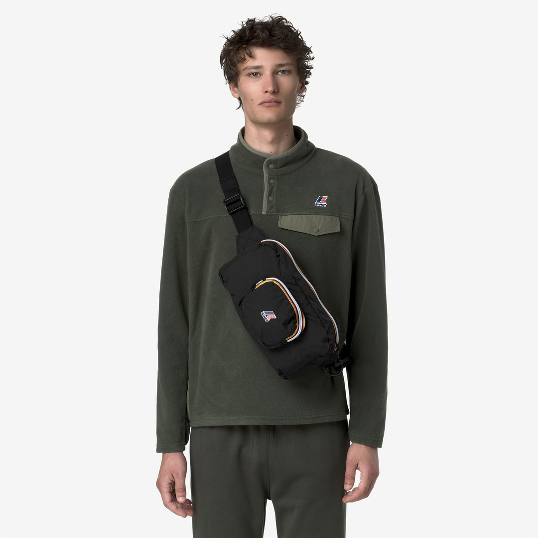 Marsupio impermeabile ripiegabile unisex nero con tracolla regolabile main