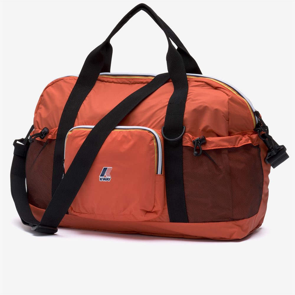 Borsone impermeabile unisex arancione con tasche multiple 02