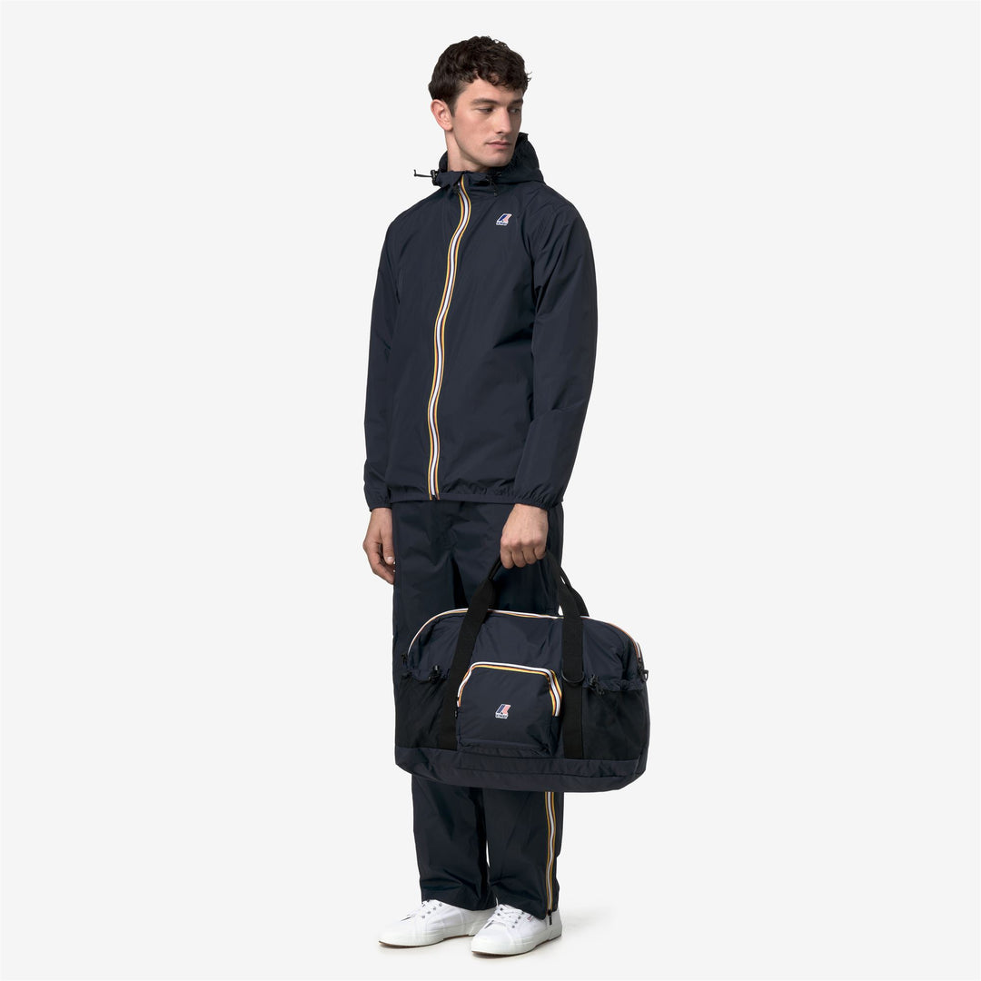 Borsone unisex blu ripiegabile con cerniera e tasche main