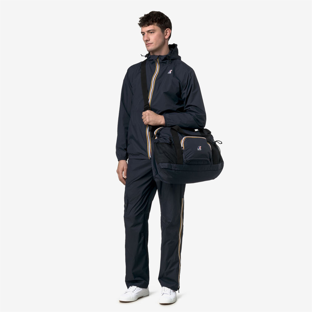 Borsone unisex blu ripiegabile con cerniera e tasche main