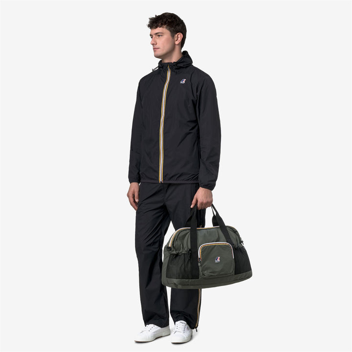 Bolsa de lona impermeable y plegable unisex, color verde y negro 6