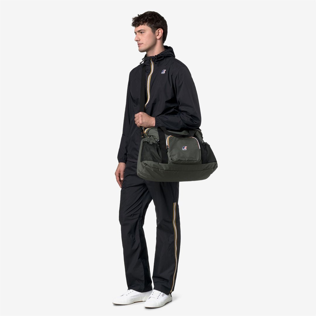 Bolsa de lona impermeable y plegable unisex, color verde y negro main