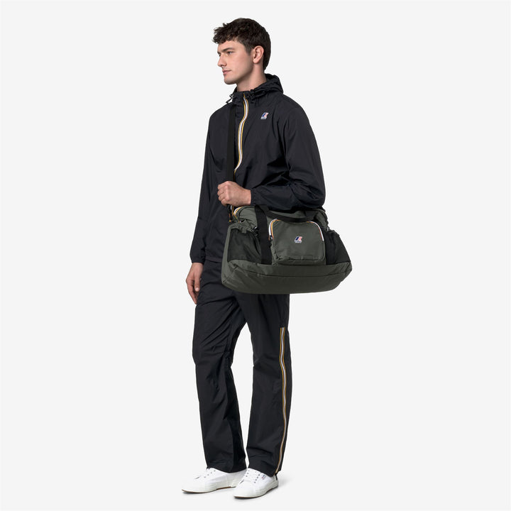 Bolsa de lona impermeable y plegable unisex, color verde y negro 5