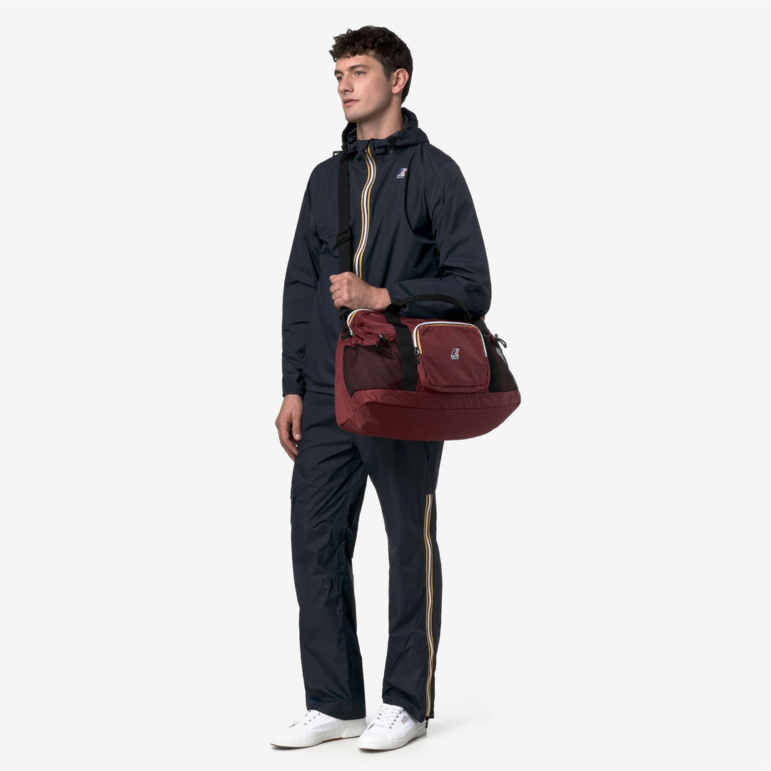 Borsa da viaggio unisex rossa impermeabile e ripiegabile con tasche main