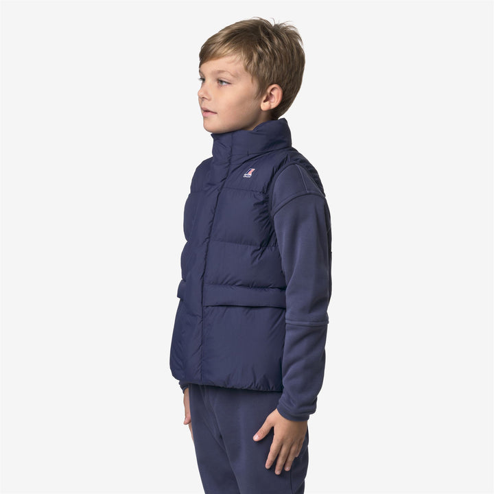 Giubbotto imbottito caldo unisex blu scuro per bambini con cappuccio 4