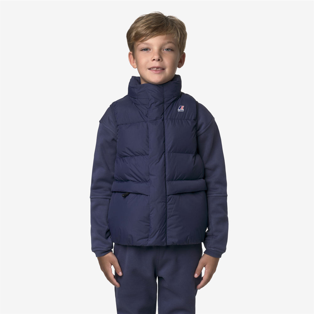 Giubbotto imbottito caldo unisex blu scuro per bambini con cappuccio 02