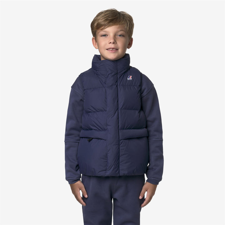 Giubbotto imbottito caldo unisex blu scuro per bambini con cappuccio 3