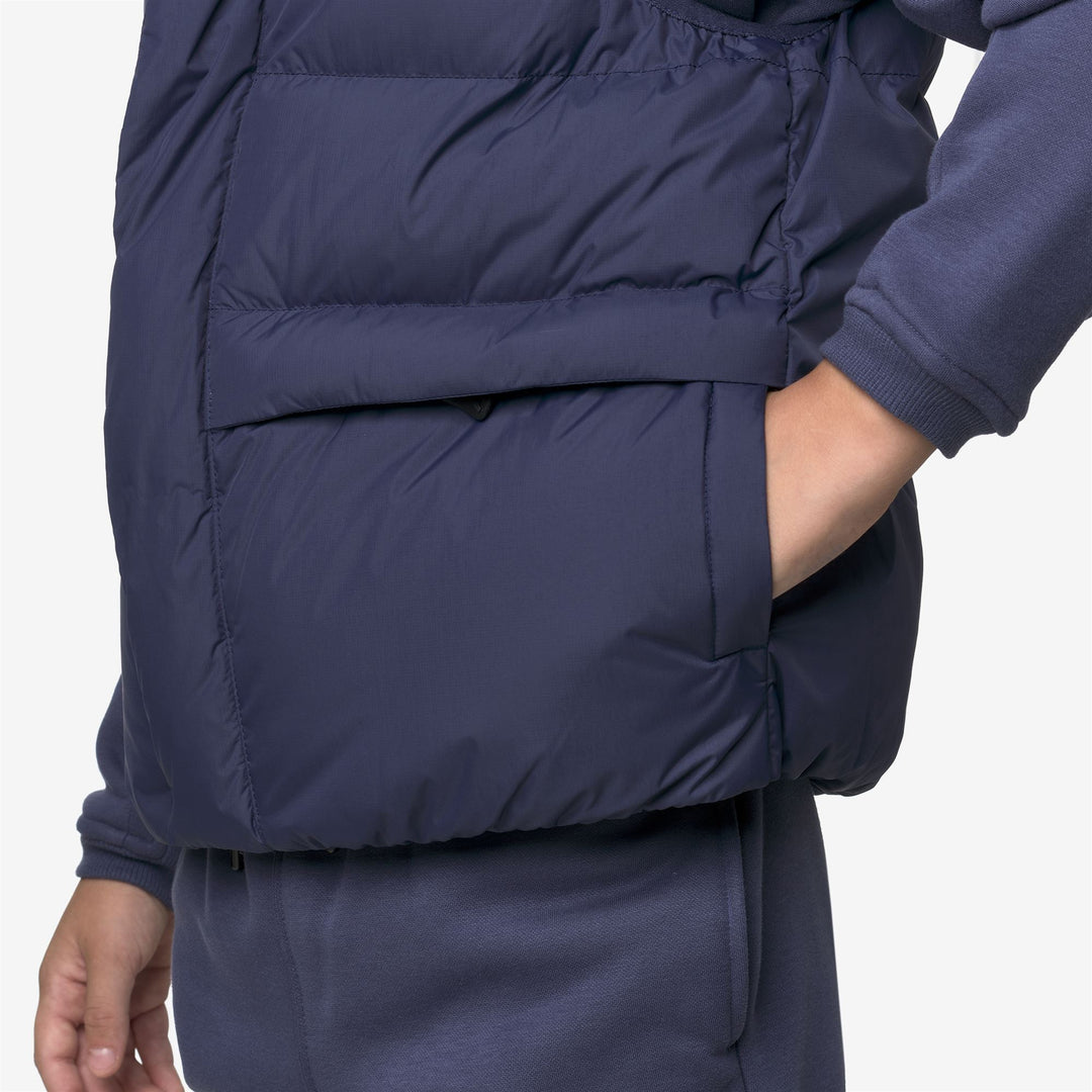 Giubbotto imbottito caldo unisex blu scuro per bambini con cappuccio main