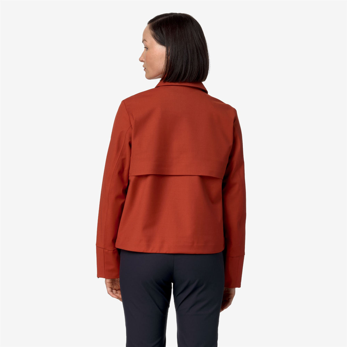 Jackets_WOMAN_ISARTHE TECH WOOL BLEND_Short_Red Pompeian - Blue Depth - Commercial 6