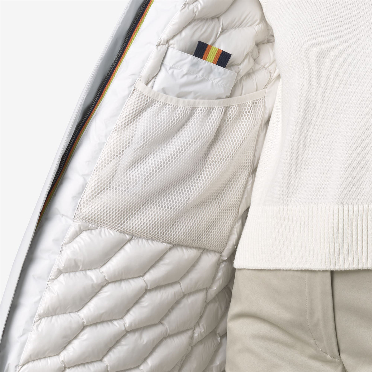 Jackets_WOMAN_MATHIEL BONDED PADDED_3/4 Length_White Gardenia Combo - White Gardenia - Commercial 7