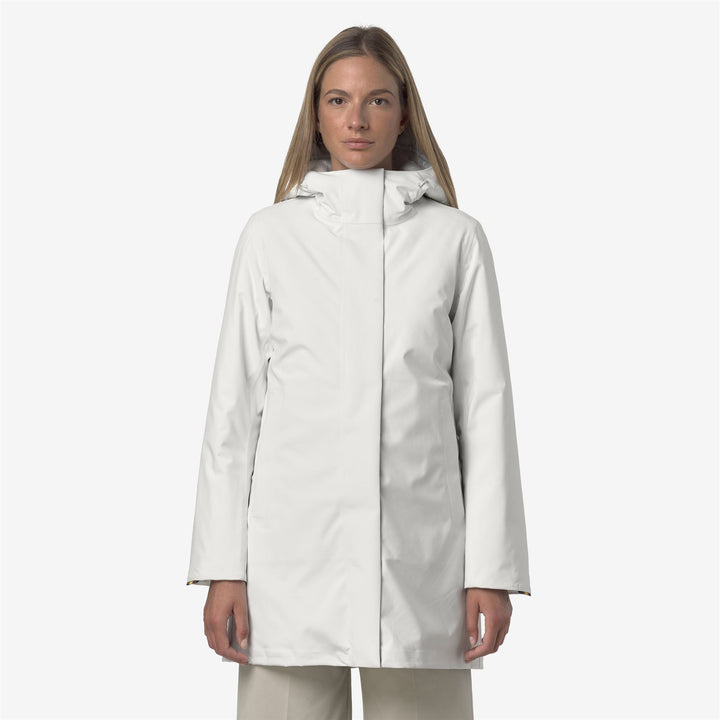 Chaqueta de invierno acolchada blanca de 3/4 para mujer 4