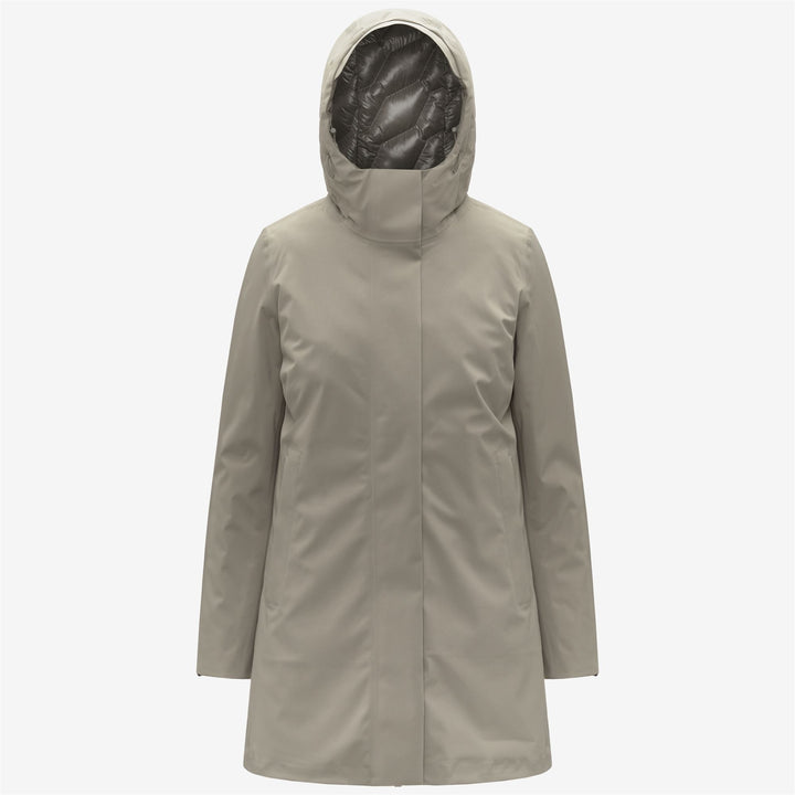 Giacca invernale imbottita verde da donna, lunghezza 3/4 1