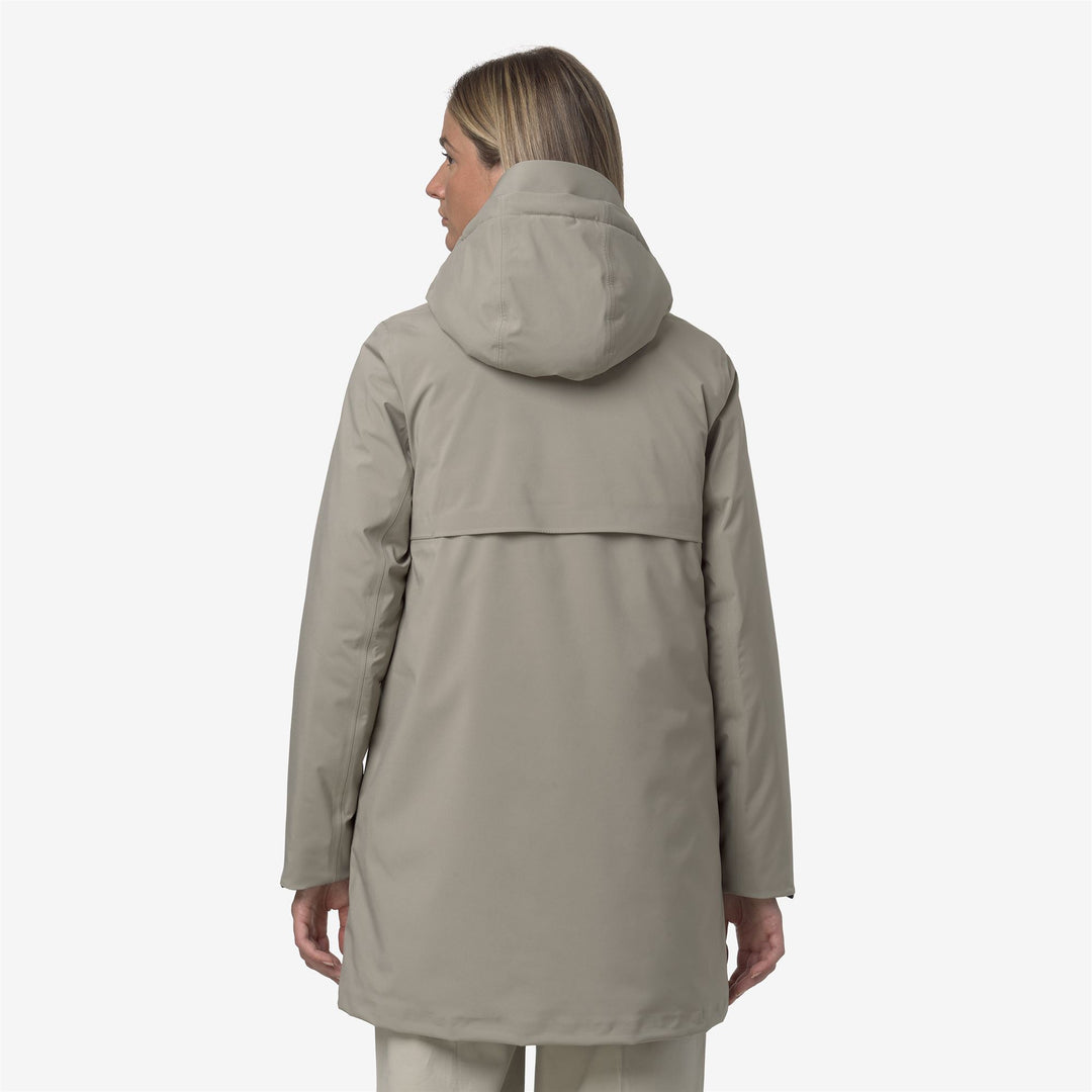 Giacca invernale imbottita verde da donna, lunghezza 3/4 main