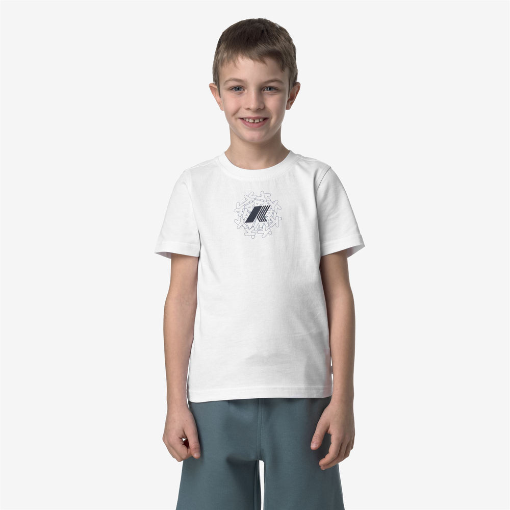 T-Shirt Casual in Cotone Grigia e Bianca per Ragazzi con Stampa Colorata 02