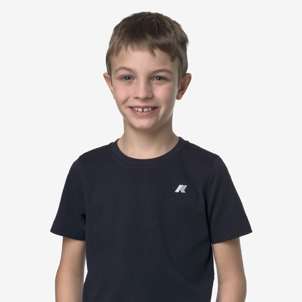 T-Shirt Casual in Cotone Blu per Bambino con Grafica Trekking 02