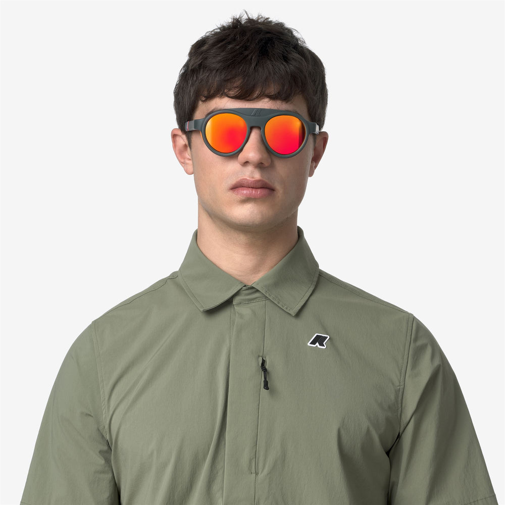 Grey Unisex Sporty Round Sunglasses with K-Way Logo 02