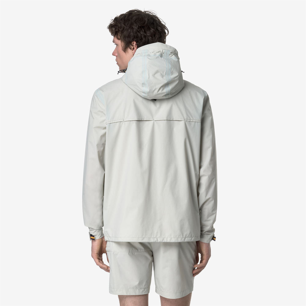 Beige Grey Unisex Packable Waterproof Jacket with Adjustable Features 02
