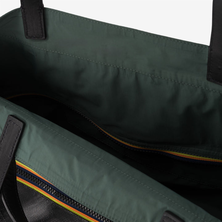 Borsa tote unisex nera e verde con PVC impermeabile e nylon 6