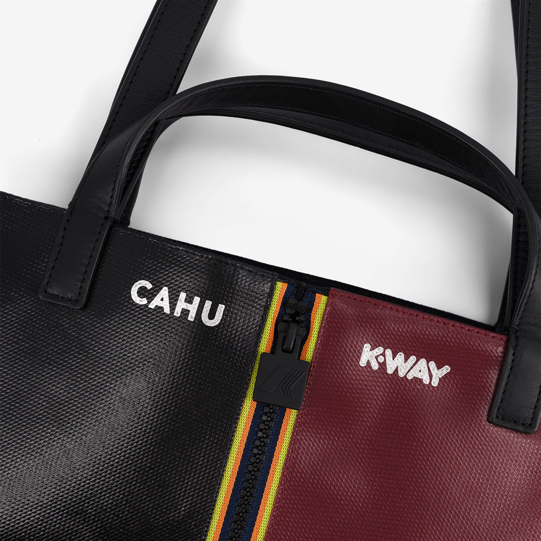 Borsa tote grande unisex nera e rossa main