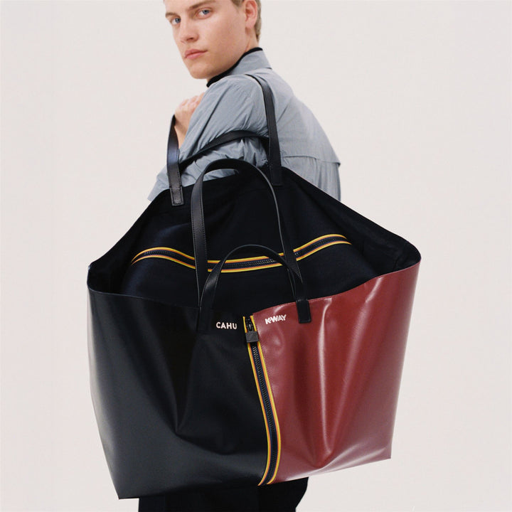 Borsa tote grande unisex nera e rossa 4