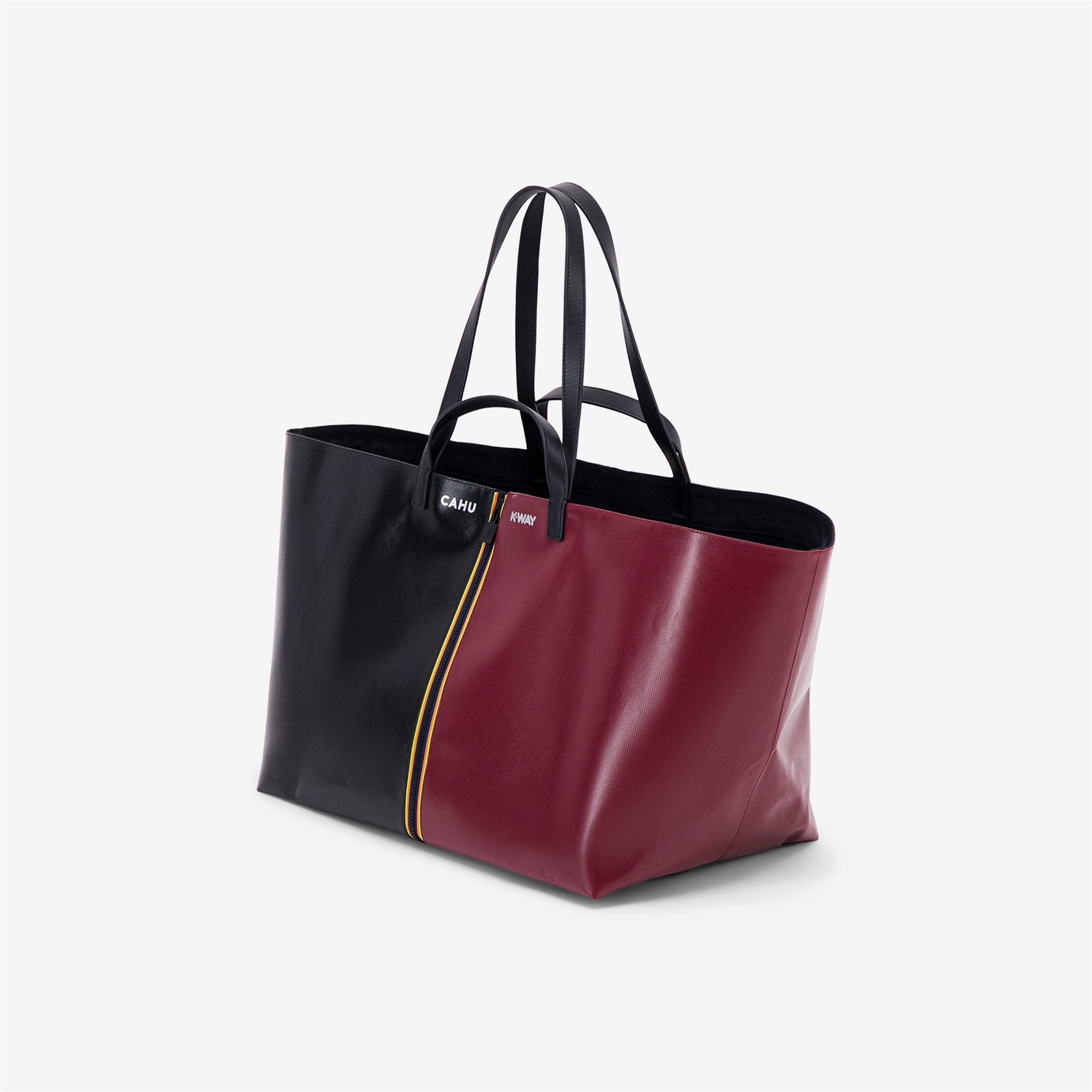 134◆TEMBEA MARKET TOTE NATURAL BLACK RED Bags Unisex PRATIQUE LARGE TOTE BAG BLACK-RED DK AMARANTO
