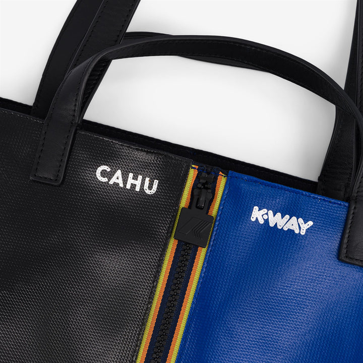 Borsa tote unisex nera con struttura in PVC e cotone 5