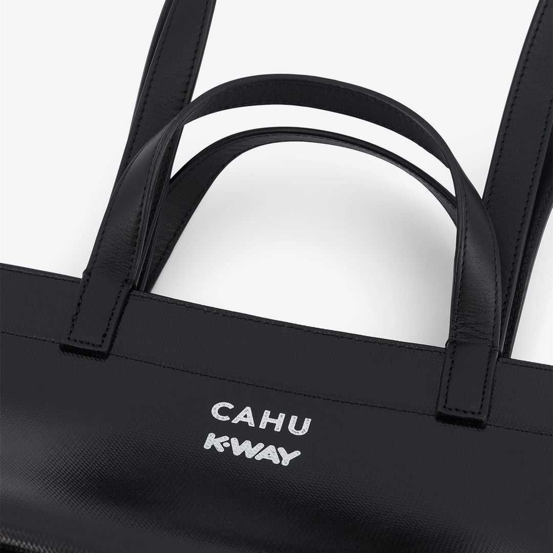 Borsa baguette unisex nera in tela PVC impermeabile main