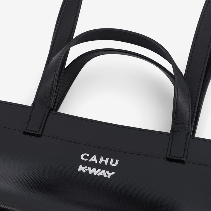 Borsa baguette unisex nera in tela PVC impermeabile 4