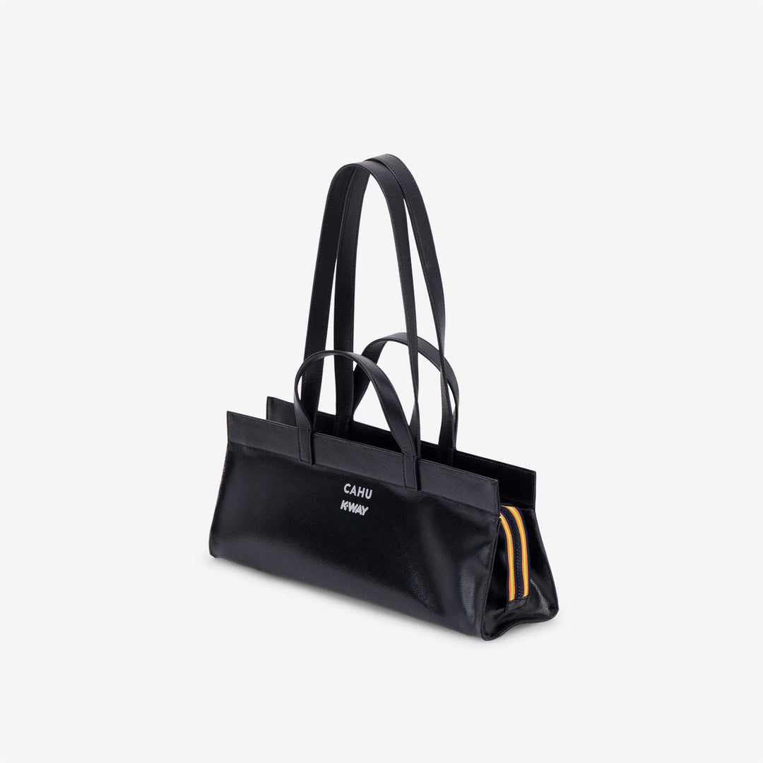 Borsa baguette unisex nera in tela PVC impermeabile main