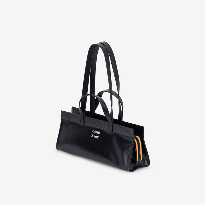 Borsa baguette unisex nera in tela PVC impermeabile 2