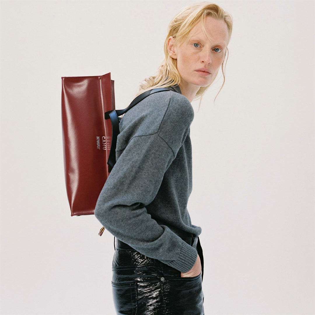 Borsa baguette unisex rossa con PVC impermeabile e cinturini in pelle main