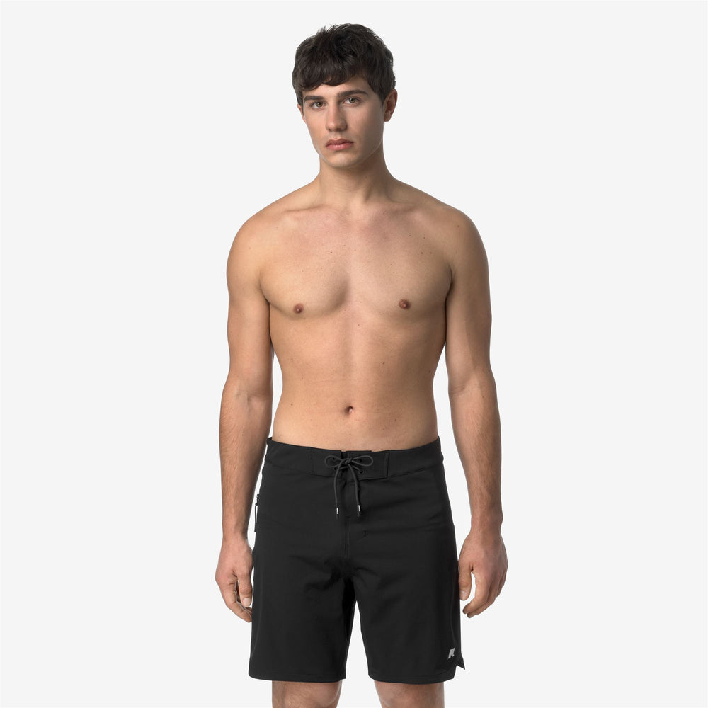 Black Grey Men's Quick-Dry Swimming Trunks with UV Protection 02