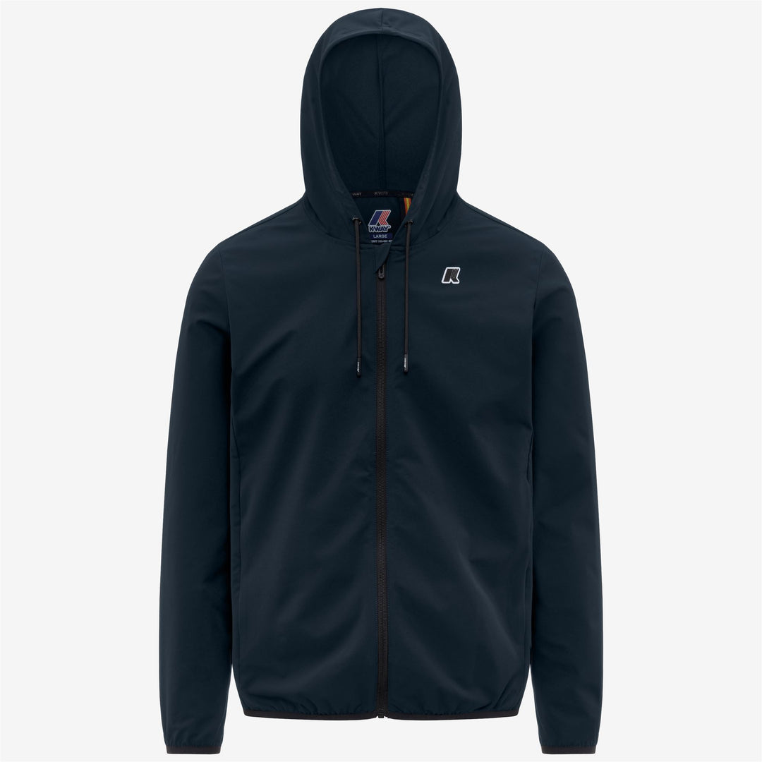 Blue unisex travel fleece jacket with adjustable hood 01