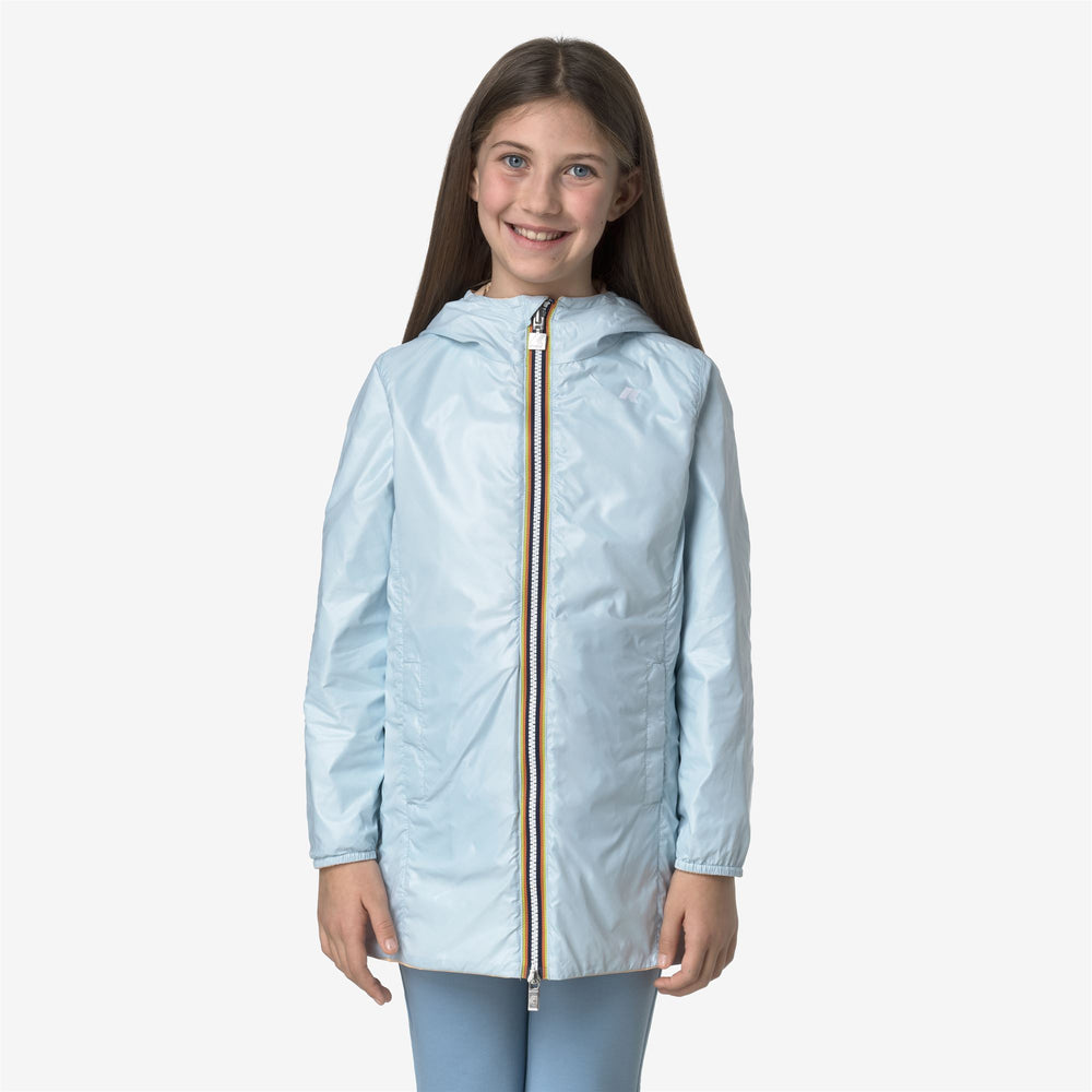 Giacca Impermeabile Reversibile Blu Beige per Ragazze 02