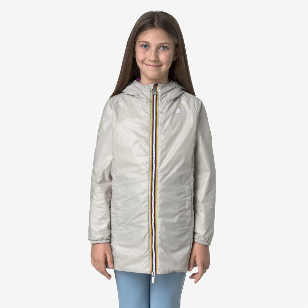 Giacca Impermeabile Reversibile Beige e Viola per Ragazze 02