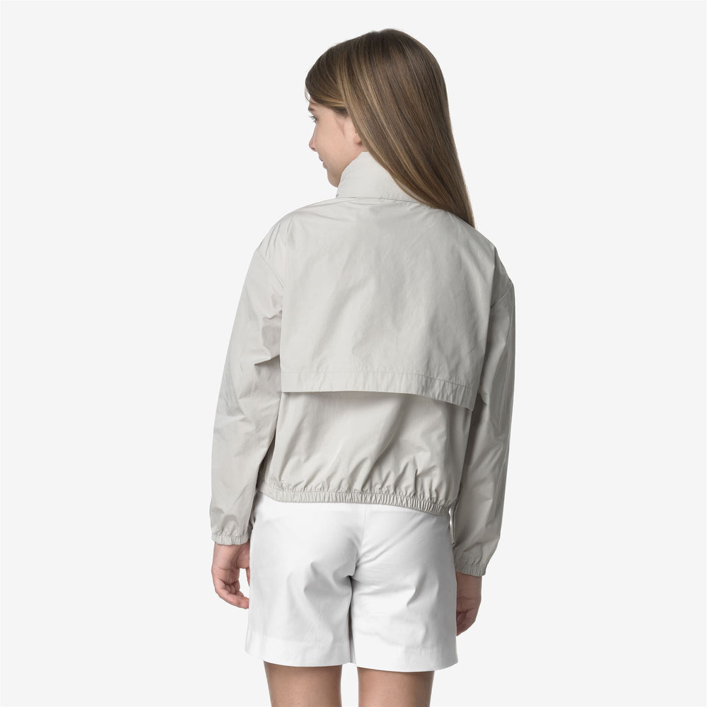 Beige Grey Girl's Summer Short Jacket with Oversized Details 02