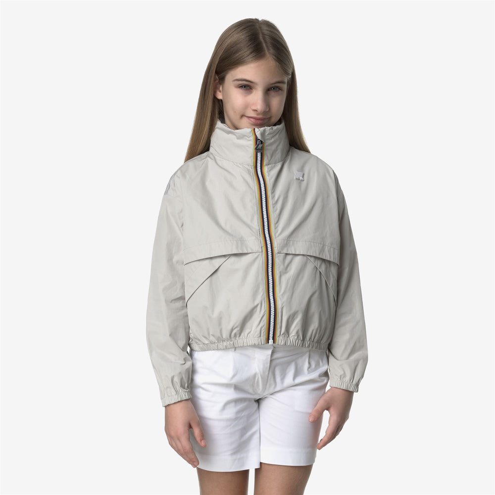 Giacca Corto Estiva Beige Grigia per Ragazze con Dettagli Oversized 02