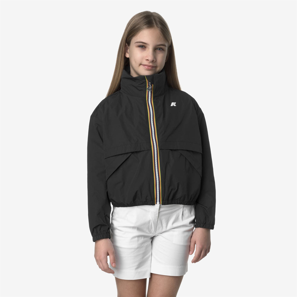 Black Grey Girl's Summer Short Jacket with Water-Repellent Fabric 02