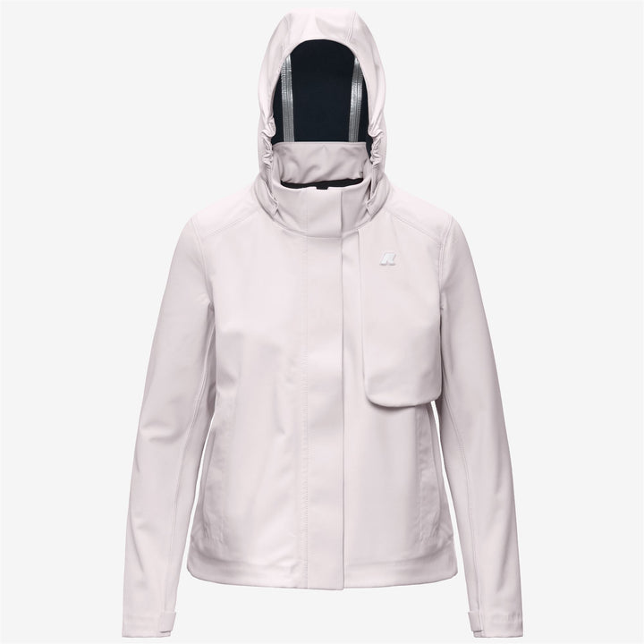 Giacca corta impermeabile grigia da donna con cappuccio staccabile 1