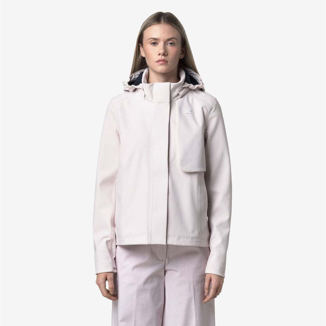 Giacca corta impermeabile grigia da donna con cappuccio staccabile main